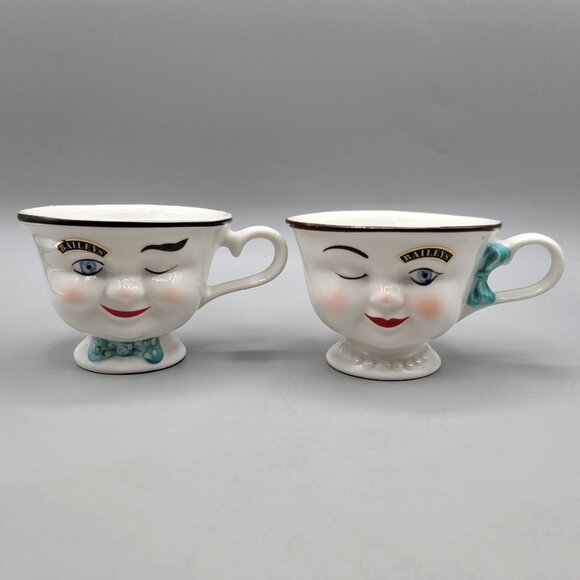 Baileys Irish Cream Cups Yum Winking Face Boy Girl Mugs Ltd Ed Set Of 2 - Picture 1 of 8
